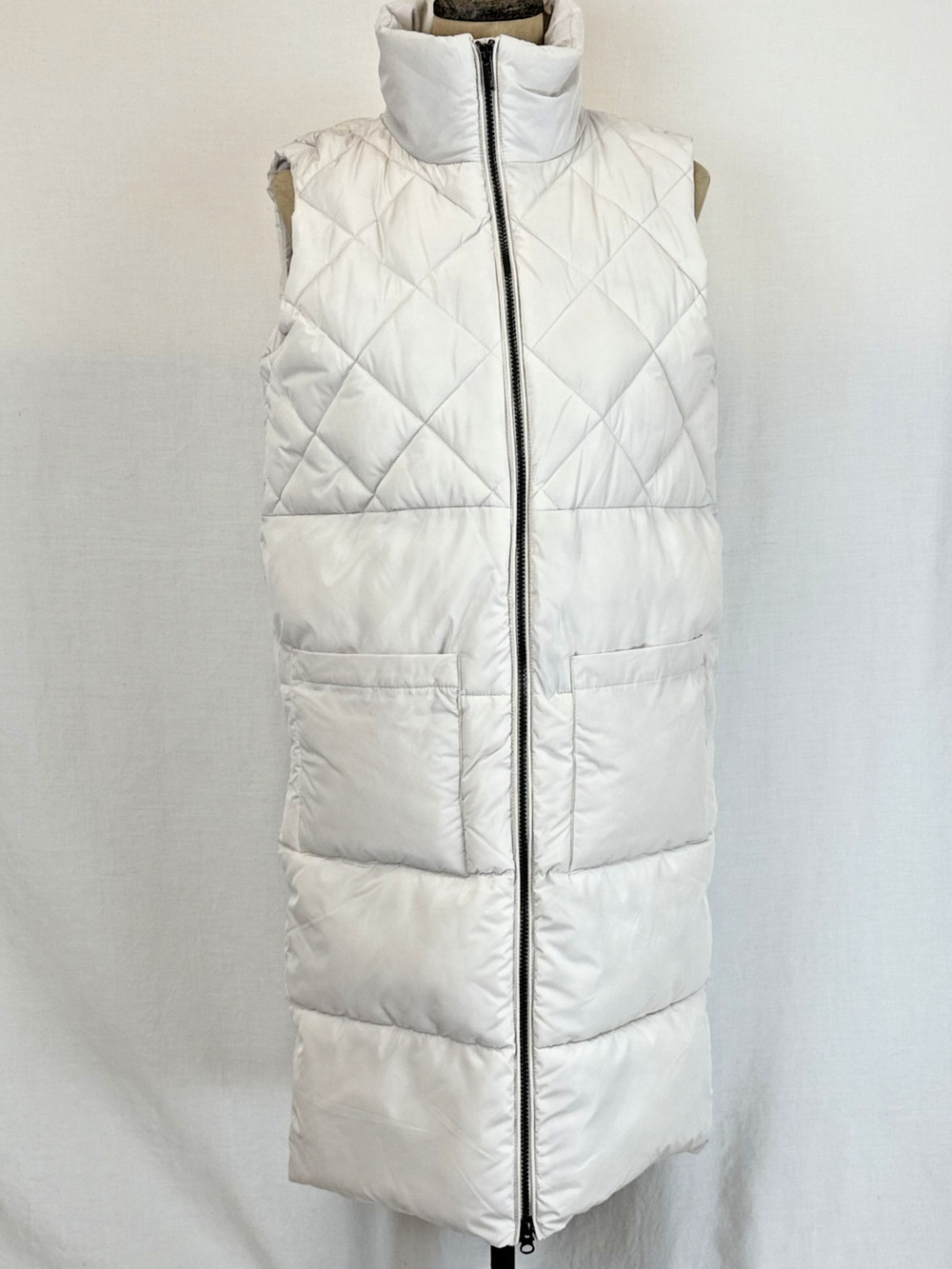 NWT Soya Concept Long Ivory Puffy Vest w/ Great Pockets! #0405 XS